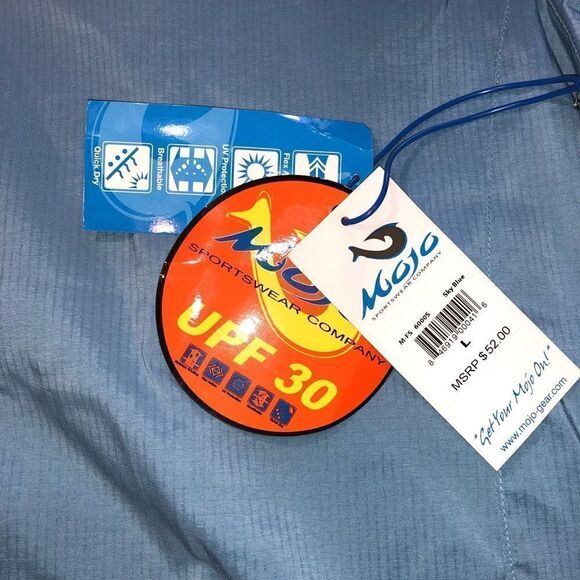 NWT MOJO Performance Wear MR.Big Sky Blue Large Button up Shirt - Picture 9 of 9